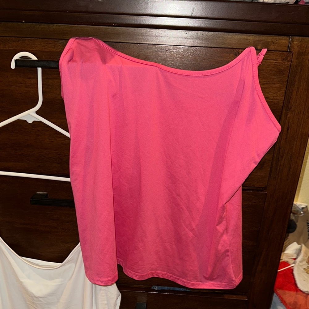 Women's Pink and white tank Tops